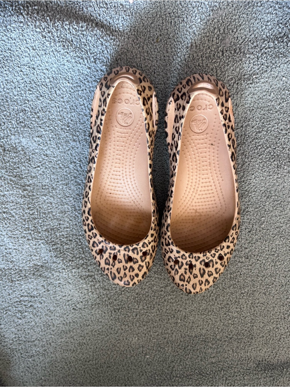 CROCS Leopard Print Ballet Flats in Tan and Black